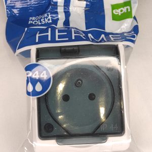 Hermes Gniazdo hermetyczne pojedyncze z/u 16A IP44 z klapką dymną białe